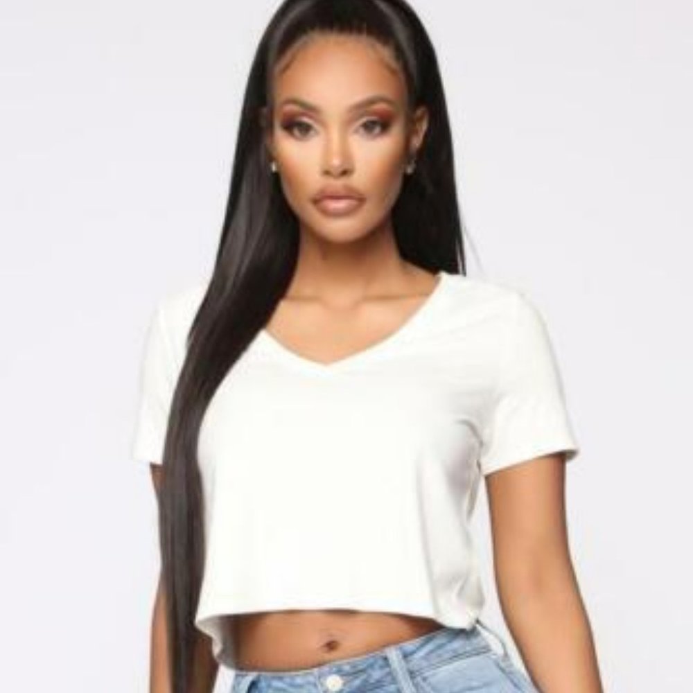 Fashion Nova Carrie V-Neck Top - White
